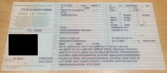 Datencheck für eine Umweltplakette / Feinstaubplakette (Dienstleistung - kein Plakettenverkauf!)