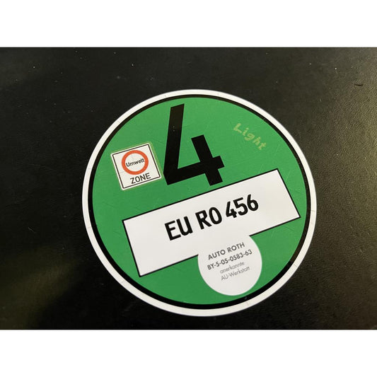 Grüne, gefrorene Umweltplakette (iced label), Green badge l…