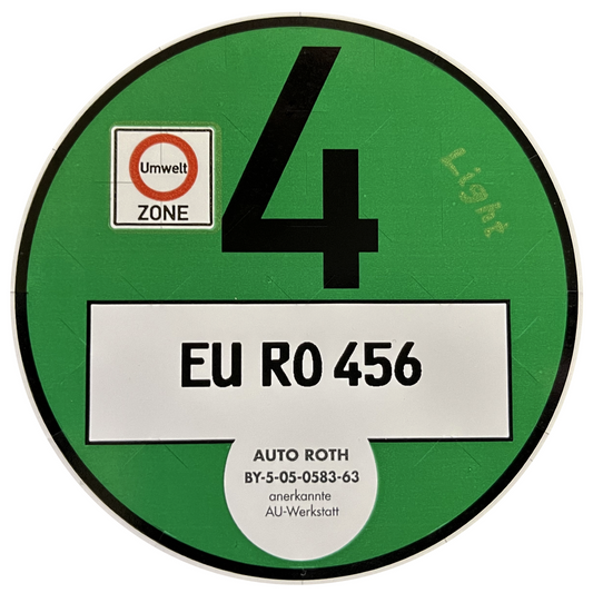 Miljømærke - Euro nummerplade skrift Tyskland